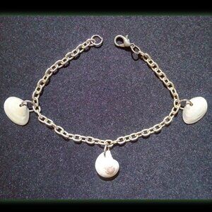 Silver white shell charm bracelet